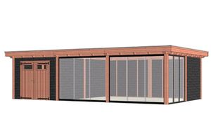 Buitenverblijf Toscane 940x545 cm - Combinatie 1- Plat dak- Onbehandeld lariks Douglas hout- Trendhout