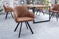Retro design stoel LUCCA vintage bruin met quilten industriÃ«le stijl - 38308 - thumbnail