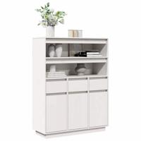 Hoge kast 89x34x116,5 cm massief grenenhout wit