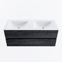 MONDIAZ VICA 120cm badmeubel onderkast Antracite 2 lades. Wastafel CLOUD dubbel 2 kraangaten, kleur Talc.