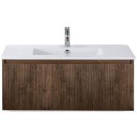 Frozen 3D Badmeubelset 100 cm - Greeplijst in Kleur - Dark Oak - Keramische Wastafel Wit 1 Kraangat