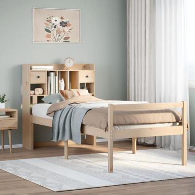 Bed met boekenkast zonder matras massief grenenhout 100x200 cm