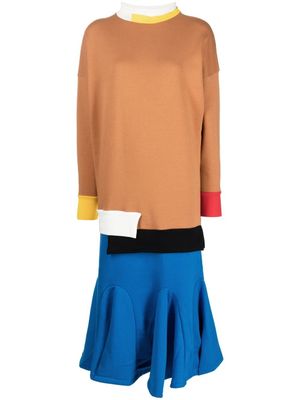 Enföld robe en maille à design colour block - Marron