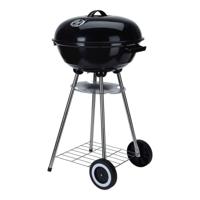 Kolenbarbecue met wielen Zwart Geëmailleerd Staal Rond