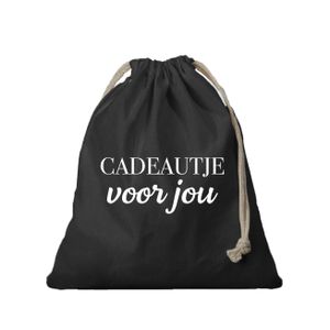 1x Canvas cadeautasje Cadeautje voor jou zwart met koord 25 x 30 cm