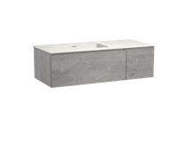 Storke Edge zwevend badmeubel 120 x 52 cm beton donkergrijs met Mata asymmetrisch linkse wastafel in mat witte solid surface - thumbnail