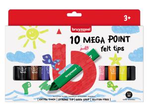 Bruynzeel Kids viltstiften Mega Point, blister van 10 geassorteerde kleuren