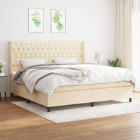 Boxspring met matras stof crèmekleurig 200x200 cm