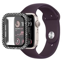Strass Decoratief Apple Watch SE (2022)/SE/6/5/4 Cover met Screenprotector - 44mm - Zwart - thumbnail