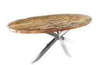 Eettafel BARRACUDA 220cm ovaal teakhout glasplaat ovaal - 43626