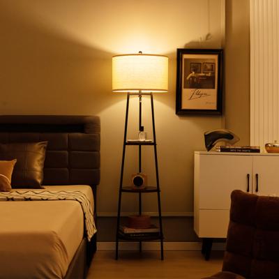 Vloerlamp met Houten Planken Belastbaar tot 15kg Vloerlamp met Linnen Lampenkap