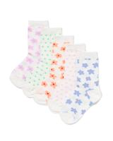 HEMA Kindersokken Bloemen - 5 Paar Wit (wit)