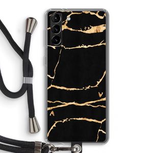 Gouden marmer: Samsung Galaxy S21 Plus Transparant Hoesje met koord