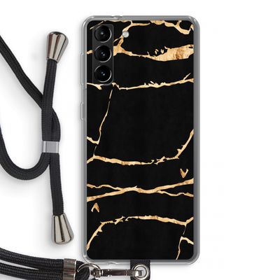 Gouden marmer: Samsung Galaxy S21 Plus Transparant Hoesje met koord