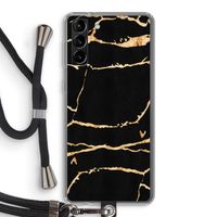 Gouden marmer: Samsung Galaxy S21 Plus Transparant Hoesje met koord