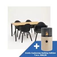 Tuinstoel Montreux zwart/zwart met Arezzo tafel 160 x 90 cm