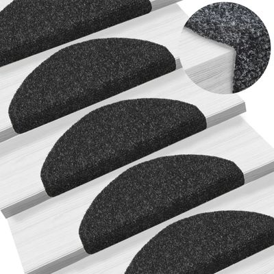 VidaXL Trapmatten zelfklevend 10 stuks 65x21x4 cm zwart halfrond groot