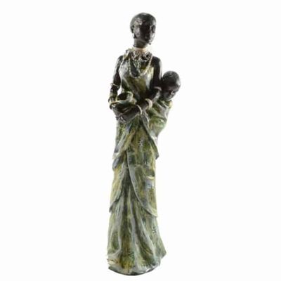 Beeld Polystone Afrikaanse Vrouw met Kind (30 cm)