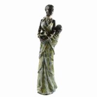 Beeld Polystone Afrikaanse Vrouw met Kind (30 cm) - thumbnail