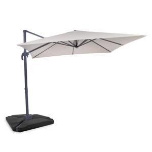 VONROC Premium Zweefparasol Pisogne 300x300cm – Incl. vulbare tegels, kruisvoet & beschermhoes – Vierkante parasol – 360