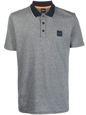 BOSS polo à patch logo poitrine - Bleu