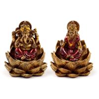 Goudkleur Ganesh & Lakshmi Lotus Set van 2