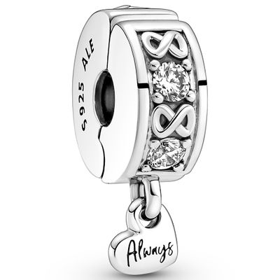 Pandora 791151C01 Bedel Clip-Stopper Family Always silicone grip zilver-zirconia wit