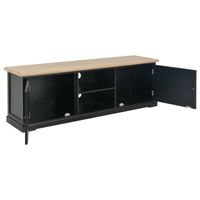 The Living Store TV-meubel - Zwart/hout - 120 x 30 x 40 cm - Massief paulowniahout en MDF