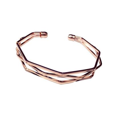 Vintage korte open Charms Multi-Layer Manchet armband Bangles (Rose goud)