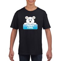 T-shirt zwart voor kinderen met Teddy Cool de ijsbeer XL (158-164)  -