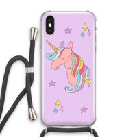 Roze eenhoorn: iPhone XS Transparant Hoesje met koord