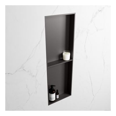 Wandnis Solid Surface Easy | In- en opbouw | 30x150x8 cm | 2 vakken | Dark grey