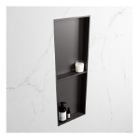 Wandnis Solid Surface Easy | In- en opbouw | 30x150x8 cm | 2 vakken | Dark grey