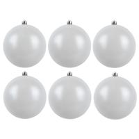 Decoris kerstballen - 12x st - wit - 6 cm - kunststof - mat en glans - kerstversiering