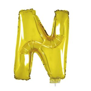 Opblaasbare letter ballons goud 41 cm