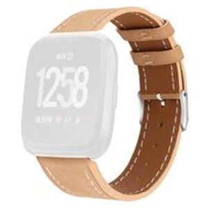 Fitbit Versa 1 / 2 & Lite leren bandje - Lichtbruin