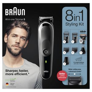 Braun All-in-one Multigroomer 5 MGK5360, 8-in-1 Baardtrimmer Voor Mannen, Haartrimmer, Voor Gezicht, Haar