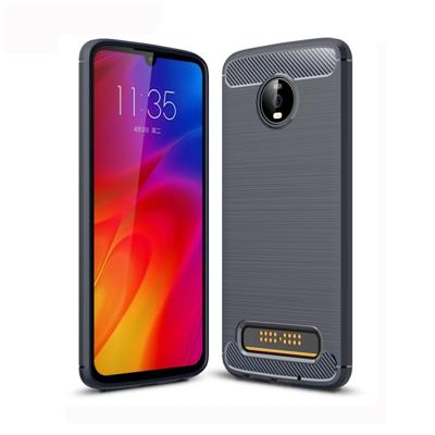 Geborsteld textuur koolstofvezel TPU Case voor Motorola Moto Z4 Play (marineblauw)