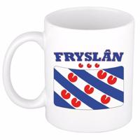 Koffiemok / drinkbeker met Friese vlag - Friesland - wit - 300 ml