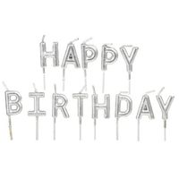 Urban Living - verjaardagskaarsen - Happy Birthday - zilver - 10 cm - Taartkaarsen - thumbnail