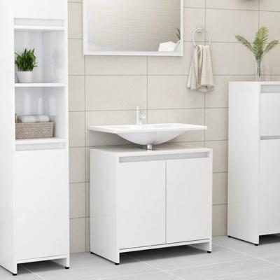 Badkamerkast 60x33x61 cm spaanplaat hoogglans wit
