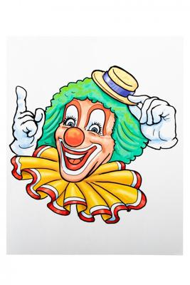Raamsticker clown gele hoed 32 x 40 cm