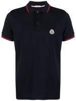 Moncler polo à patch logo - Bleu