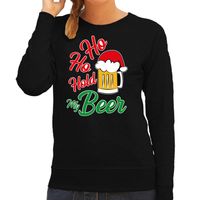 Ho ho hold my beer fout Kerstsweater / outfit zwart voor dames - thumbnail