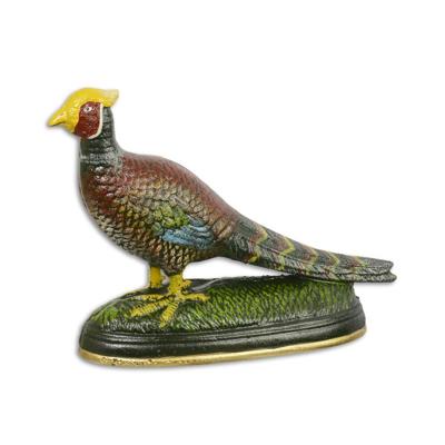 A CAST IRON SCULPTURE OF A PHEASANT