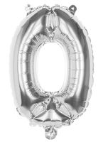 Zilveren folieballon cijfer '0' 36cm - thumbnail