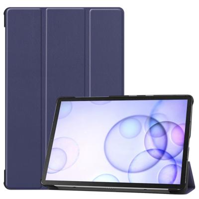 Custer textuur horizontale Flip lederen draagtas met drie-opvouwbare houder & slaap/Wake-up functie voor Galaxy tab S6 (donkerblauw)