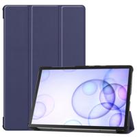 Custer textuur horizontale Flip lederen draagtas met drie-opvouwbare houder & slaap/Wake-up functie voor Galaxy tab S6 (donkerblauw)