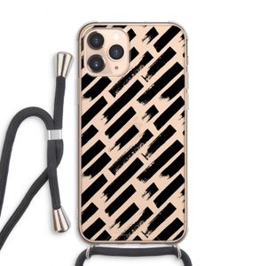 Zwarte vegen: iPhone 11 Pro Max Transparant Hoesje met koord