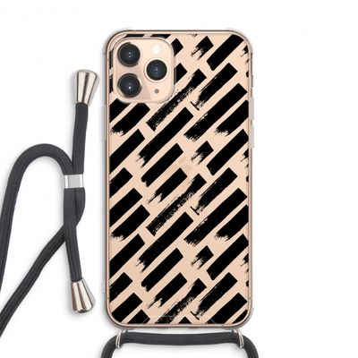 Zwarte vegen: iPhone 11 Pro Max Transparant Hoesje met koord